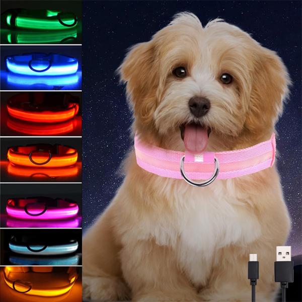 光る 首輪 おしゃれ USB充電式 小型犬 中型犬 大型犬 猫 犬用 明るい 夜 散歩 事故防止 サイズ調節可能 ペット用品 送料無料
