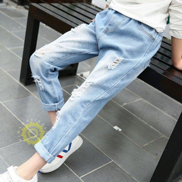 夏 韓国子供服 おしゃれ 女の子 デニムダメージジーンズ シンプル パンツ 子供 学生 レジャー デニムロングパンツジーパン ジーンズ キッズ ボトムス Xaw 0425 Easm イチゴのキス 通販 Yahoo ショッピング