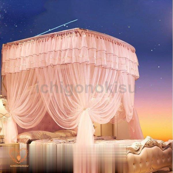 蚊やムカデなどの害虫から守れる蚊帳　　風は通し、蚊は通さない！夏の夜に窓を開けたまま安心して眠れます?昔ながらの風情が楽しめる蚊帳は、冷房と蚊から体を守り、夏の夜を癒します。優雅な天蓋カーテン/曲線が美しいです?！お姫様の天堂のようですね?...