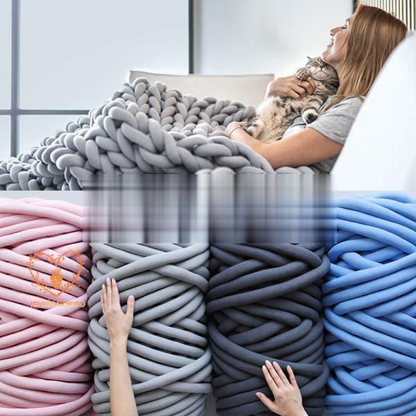 チャンキーニット ヤーン 500g 毛糸 極太 幅3cm ニットヤーン ウール