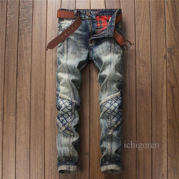 爆買デニムパンツ メンズ デザインステッチ ストリートファッション ジーンズ ボトムス 秋