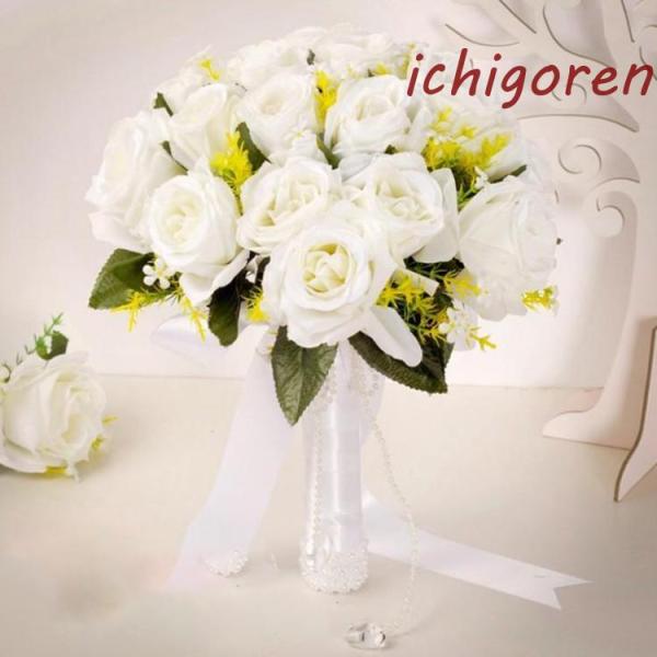 ■ 品名:飾り用造花     ■ 素材:絹■ カラー：ホワイト■ サイズ：全長31cm、幅22cmaozorashoten0330の人気検索ワード： ウエディングブーケ 安い 結婚式 花嫁 ブーケ ローズ 造花 花束 ブライダルブーケ ウェ...