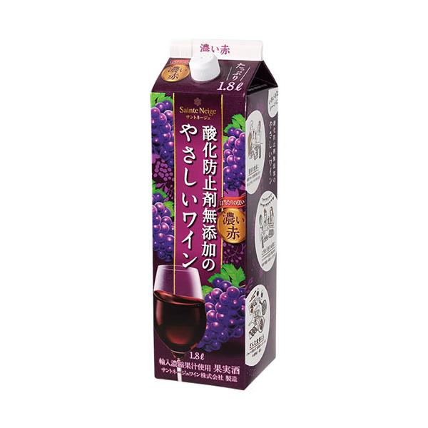 サントネージュ 酸化防止剤無添加のやさしいワイン 濃い赤 1800ml 紙パック 赤ワイン ミディアムボディ やや甘口(4582600200166)