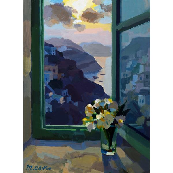 絵画 インテリア 絵 額付(青緑＋金色の枠) 油絵 F4-070402 窓辺の花 絵インテリア額付 ( 青緑＋金色の枠) 油絵 F4-090114 風景万代橋