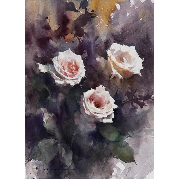 絵画　白薔薇 絵画 白薔薇 - メルカリ