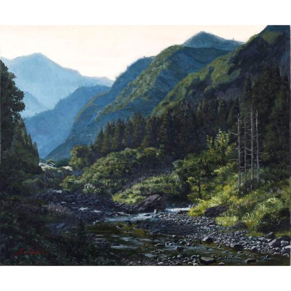 油絵【静寂】 絵画 油絵 風景画 芝桜公園からの富士山 F6 WG261 。
