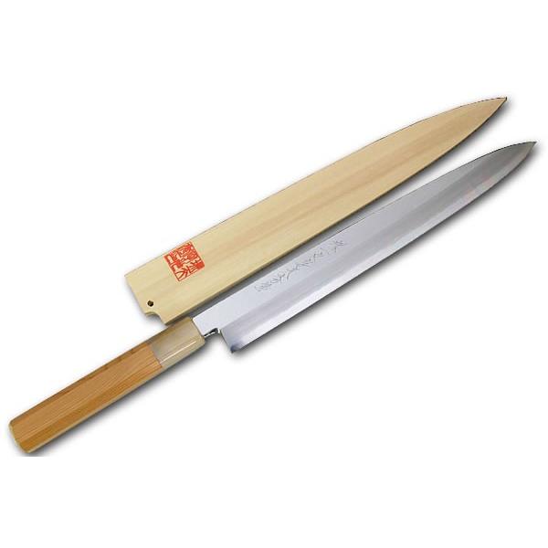 包丁 堺一文字光秀 白銀 霞研 柳刃包丁270mm サヤ付き【名入れ即日可能 