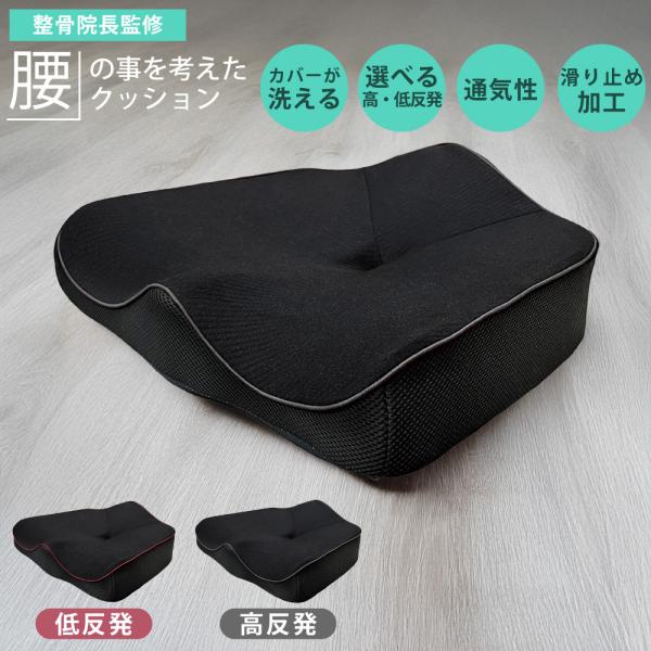 【2点同時購入で送料無料！】 整骨院長監修 腰の事を考えた クッション 低反発 高反発 座布団 高通気 腰 骨盤 シート 腰痛 猫背 姿勢 椅子 チェア デスクワーク