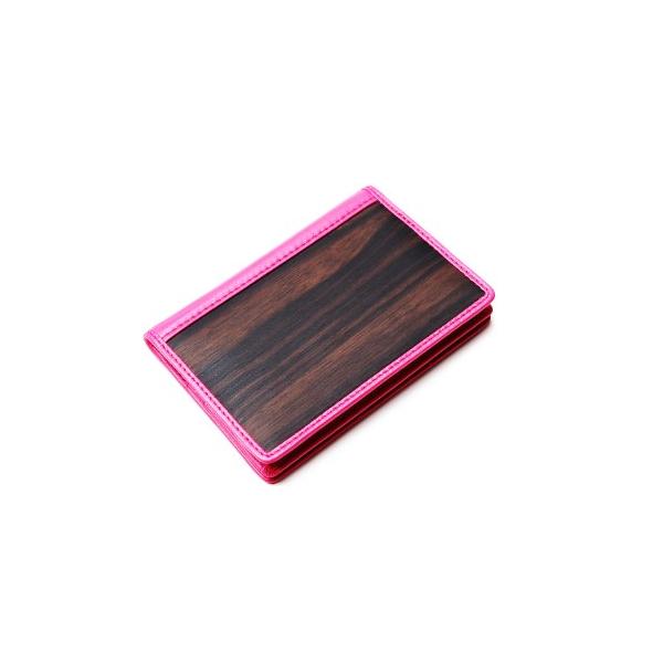 higgie name card case ネームカードケース BLACK×PINK 黒檀・牛革(天然木使用) 20913501