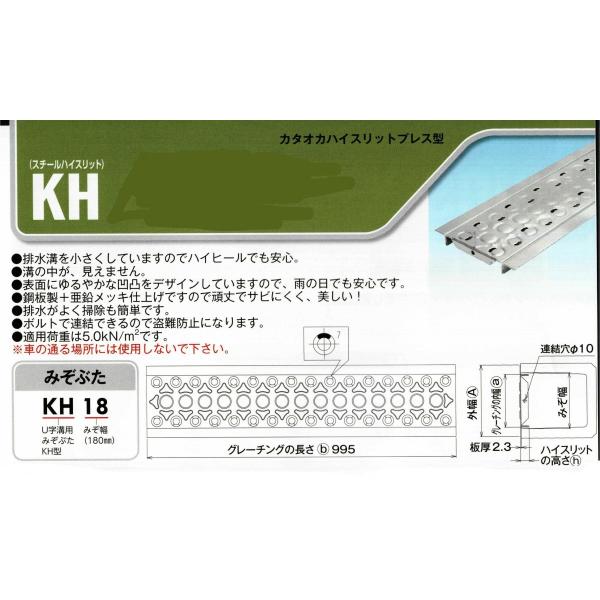 U字溝100mm用　スチール製ハイスリット　歩道用　KH-10