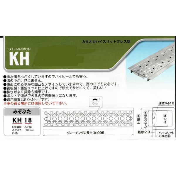 U字溝120mm用　スチール製ハイスリット　歩道用　KH-12