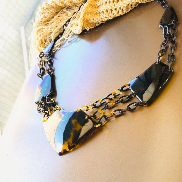 本べっ甲 ネックレス 65cm 大ぶり 鼈甲 茨布 べっこう ベッコウ