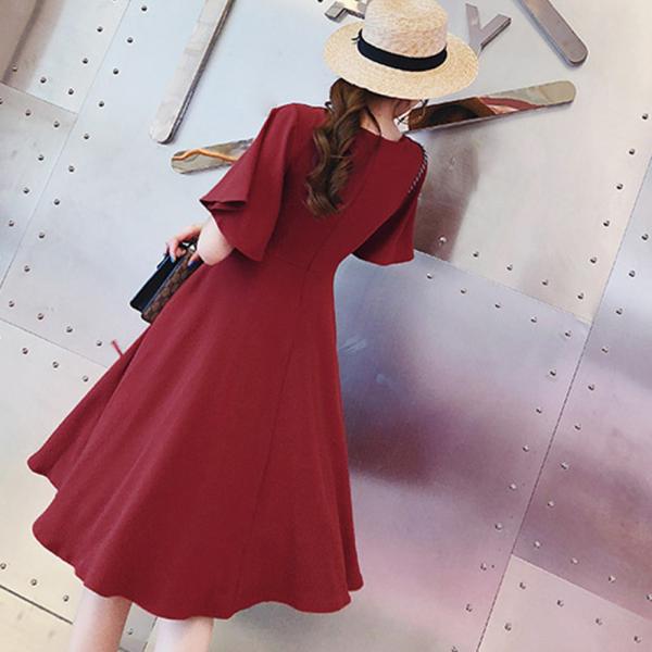 ワンピース レディース 最大56 Offクーポン 胸元ギャザー フレアスリーブ 半袖 膝上丈