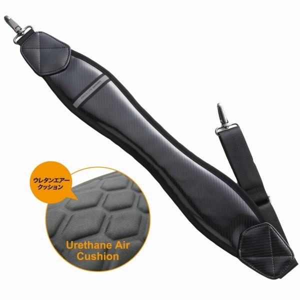 「ウレタンエアークッション」が肩の負担を軽減し、キャディバッグが軽く感じられる。キャディバッグ交換用ショルダーベルト。「ストレート2点式」キャディバッグ専用（ご使用のキャディバッグの上下2点共にＤリング形状かご確認ください）