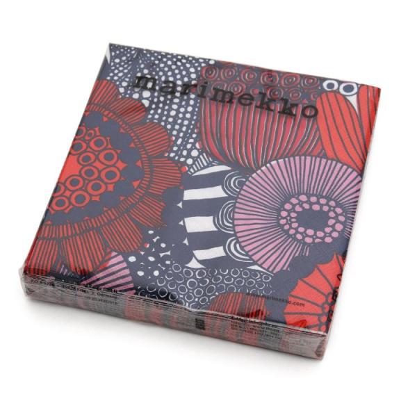 マリメッコのペーパーナプキンです。同じマリメッコのテーブルウェアと組み合わせて楽しむのはもちろん、ティーマやクチポールなどに合わせれば食卓の差し色に。ホームパーティやお菓子のラッピング等、様々なシーンでお使いいただけます。商品番号：5539...