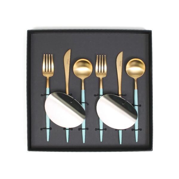 クチポール GOA ゴールド ターコイズ デザート3点セット カトラリー Amazon | クチポール(Cutipol) GOA/ゴア ターコイズマット