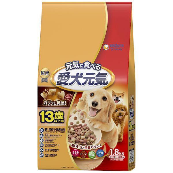 他サイト： ユニ・チャーム 4520699657126 愛犬元気 13歳以上用ささみ・ビーフ・緑黄色野菜・小魚入り 1．8kgの商品画像