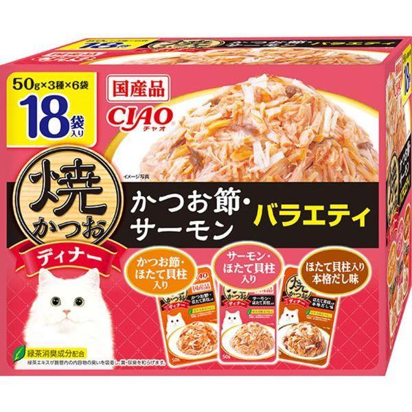 他サイト： いなばペットフード 4901133319501 IC−428 CIAO 焼かつおディナー かつお節・サーモンバラエティ 50g×18袋の商品画像