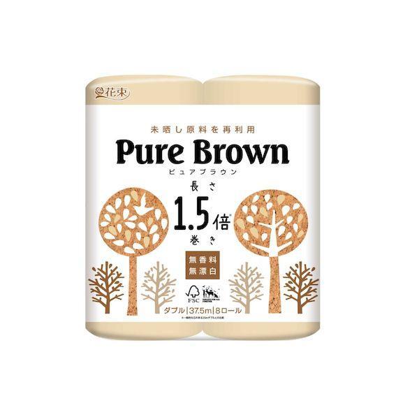 他サイト： 【同梱不可】【お一人さま1点限り】丸富製紙 4902727012402 ピュアブラウン1．5倍巻きダブル37．5m 8ロールx8パックの商品画像