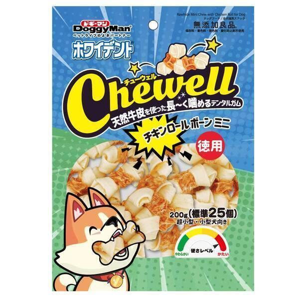 他サイト： ドギーマン 4976555827538 ホワイデント Chewell チキンロールボーンミニ 徳用 200g(標準25本) 4976555827538の商品画像