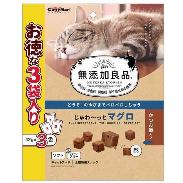 他サイト： ドギーマン 4976555827774 無添加良品 じゅわ〜っとマグロ かつお節入り 42g×3袋 4976555827774の商品画像
