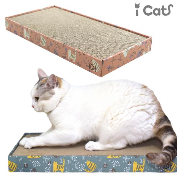 iCatオリジナル柄の可愛いつめとぎです。野原と猫をイメージしたイラストがプリントされています。大人可愛いデザインはインテリアにも馴染みます。スクエア型は部屋の隅やケージにも置きやすいです。ダンボールの断面でしっかりガリガリできます。 とぎ...