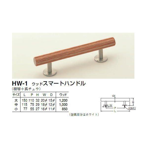 シロクマ 白熊印 HW-1 ウッドスマートハンドル 55mmビスピッチ 小 (M3糸ネジ) 引き出し、家具用取手 取っ手対応板厚30mm迄