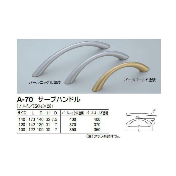 シロクマ　白熊印　A-70　サーブハンドル　引き出し、家具用取手　取っ手　100mmビスピッチハンドル、ツマミの取り付け方について基本的には板の裏側からビス止めして頂く形となります。通常付属のビスサイズは画像に記載しております。一般的なサイ...