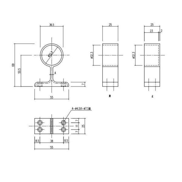 杉田エース DC（ダイカスト） 横受 32通 4ツ穴