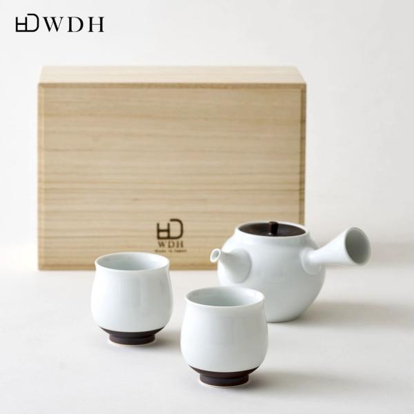 WDH 茶器セット 急須 湯呑2個入り 桐箱入り 錆釉 日本製 贈答 工芸