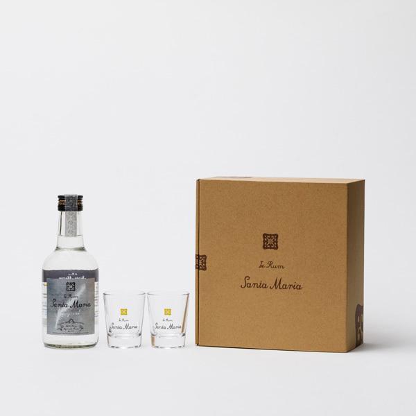 国産ラム・ギフトBOX入り・手提げ袋付き　クリスタル300ml＆ショットグラス2個