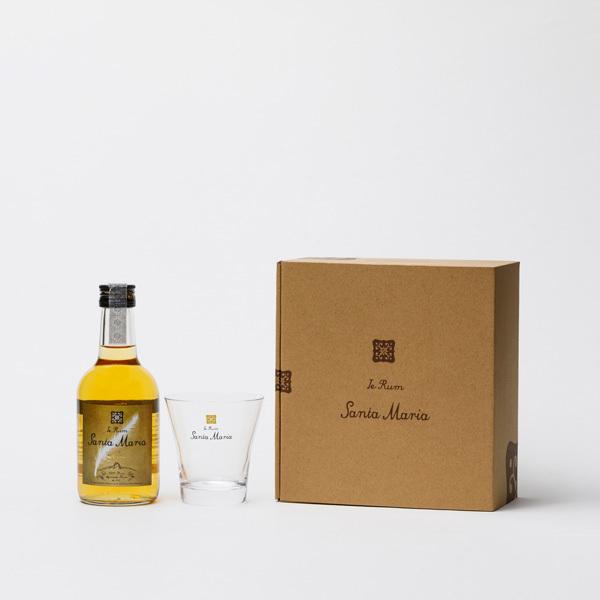 国産ラム・ギフトBOX入り・手提げ袋付き　ゴールド300ml＆ロックグラス1個