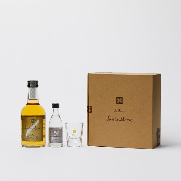 国産ラム・ギフトBOX入り・手提げ袋付き　ゴールド300ml＆クリスタル50ml＆ショットグラス1個