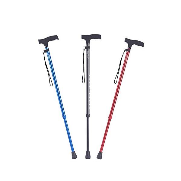 他サイト： ビグアレクス（BigAlex）ステッキ 杖 伸縮ステッキ 伸縮杖 軽量 アルミ 長さ調整可能 歩行支援 夜間散歩（レッド） 1個 (x 1)の商品画像