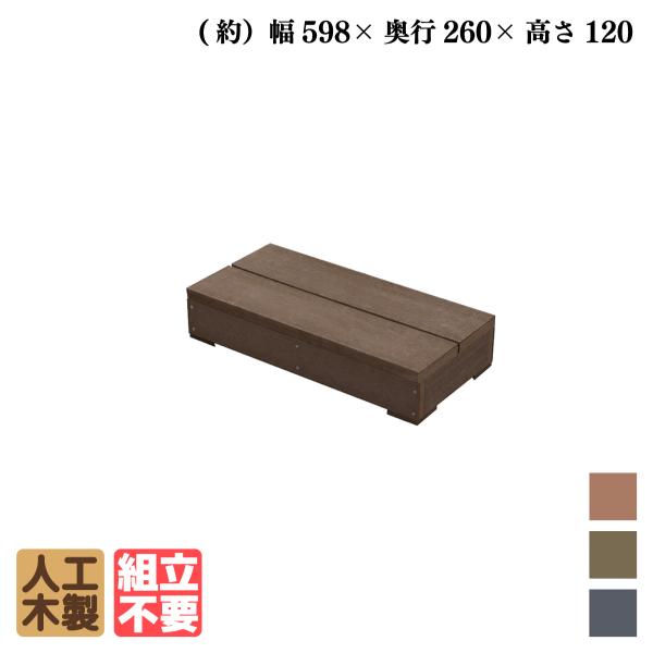 商品寸法(単位：約mm)：ステップ幅598×奥行265×高さ123材質：アイウッド人工木セット総重量(約kg)：7梱包数：大型/1個口商品のデザイン、仕様、価格は予告なく変更する場合があります。