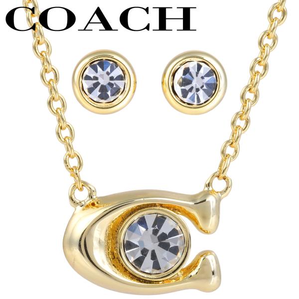 コーチ ネックレス＆ピアスのセット シグネチャー ペンダント 女性 レディース COACH 412845GLD110 ゴールド アクセサリー
