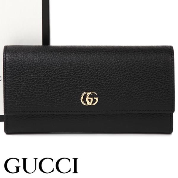 グッチ プチマーモント 456116 長財布 2つ折り財布 GUCCI 黒 ダブルG グッチ 財布 長財布 フラップ プチマーモント