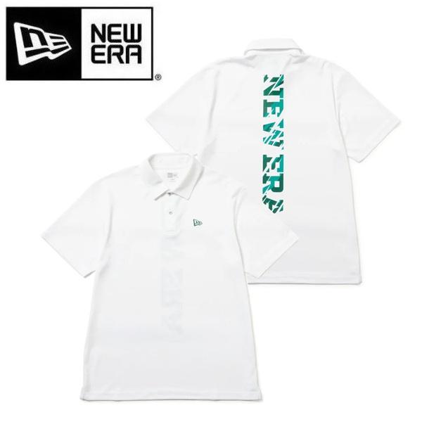 NEW ERA 鹿の子ポロシャツ Vertical Logo ホワイト ゴルフ NEW ERA ニューエラ ゴルフ 半袖 鹿の子 ポロシャツ Vertical