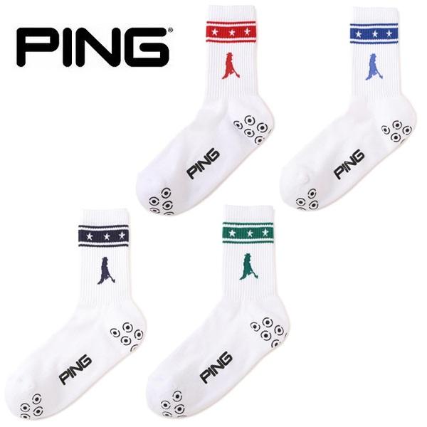 PING（ピン） ゴルフ ソックス Mr.PINGラインデザインミドルソックス