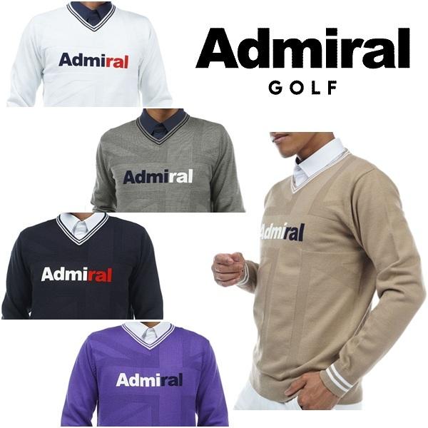 アドミラル ゴルフ メンズ UJジャカード　Vネックセーター ADMIRAL GOLF ADMA369 秋冬モデル