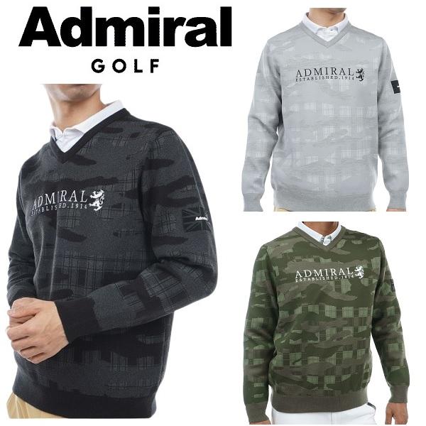 [アドミラル ゴルフ] セーター カモフラジャカード 裏地付 Ｖネック ADMA Admiral Golf（アドミラルゴルフ） アドミラル ゴルフ メンズ カモフラ