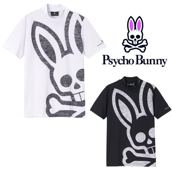 サイコバニー ゴルフ メンズ NEWビッグロゴ 半袖モックネック Tシャツ Psycho Bunny GF139 2023年春夏モデル