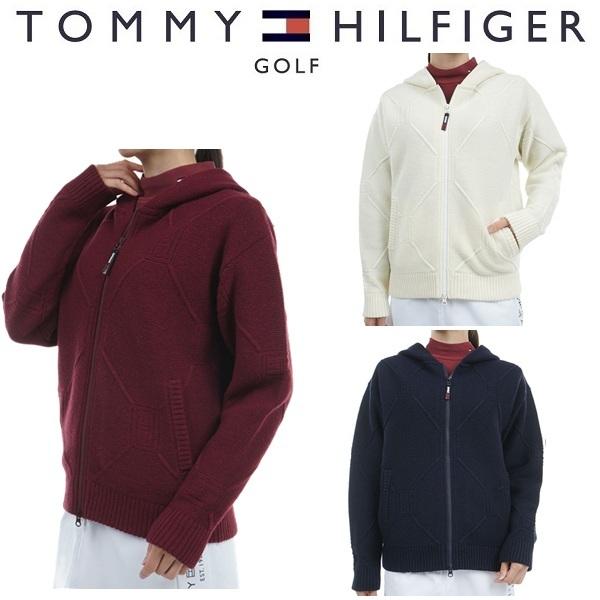 トミーヒルフィガー ゴルフ レディース スケルトンフラッグ 裏地付ZIPセーター TOMMY HILFIGER GOLF THLA481 秋冬モデル