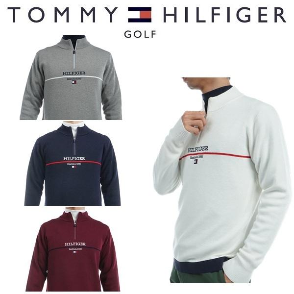 トミーヒルフィガー ゴルフ メンズ フロントロゴ ハーフジップ モックネックセーター TOMMY HILFIGER GOLF THMA472 秋冬モデル