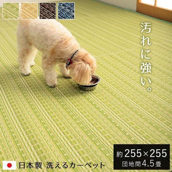 ラグ ペット対応 洗える 4.5畳 団地間 約255×255cm ラグマット カーペット 防ダニ PP ポリプロピレン ビニール バルカン 上敷 ござ 畳の上に敷くもの