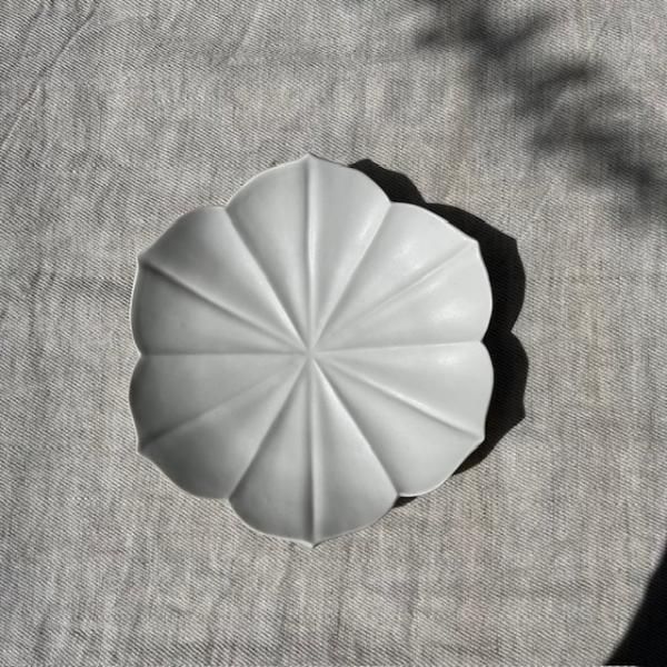 臼杵焼 USUKIYAKI 稜花蓮弁皿 S ホワイト USUKIYAKI研究所