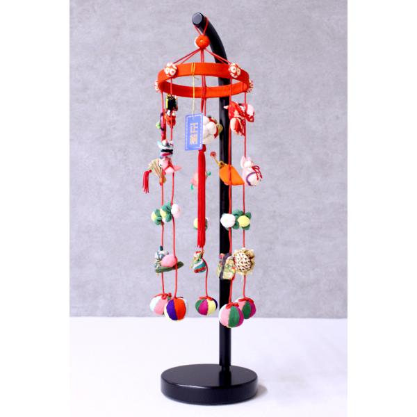 つるし飾り つるし雛 正絹古布 手縫い 結（ゆい） 台付 一式 164336