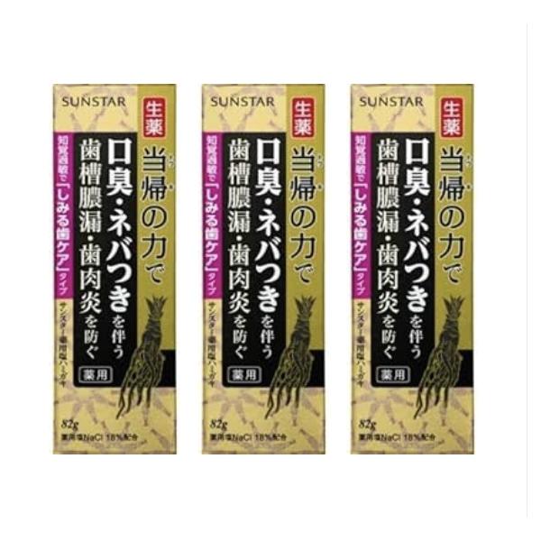 サンスター薬用塩ハミガキ 当帰の力 しみる歯ケアタイプ 82g 3個
