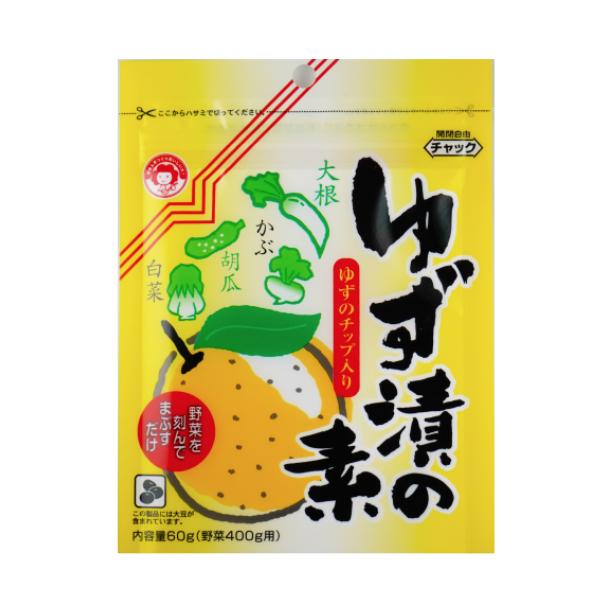 ゆずの香りが楽しめる浅漬けの素です。ほんのり甘酸っぱい味で大根によく合います。フリーズドライゆずチップ入りです。原材料名 砂糖（国内製造）、デキストリン、食塩、粉末醸造酢、ゆず、うこん/調味料（アミノ酸等）、トレハロース、酸化防止剤（ビタミ...