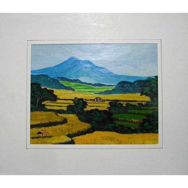 鮮やかなバリ絵画　バリの村より